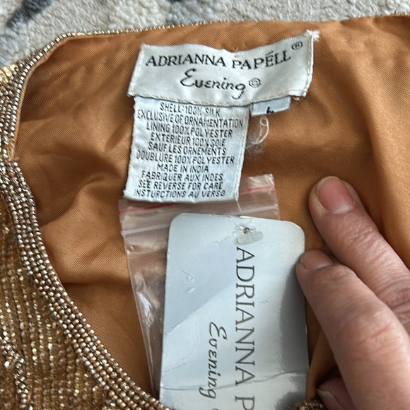 NWT Vintage Adrianna Papell Gold Beaded SILK Evening Jacket LG holiday party - Picture 7 of 11